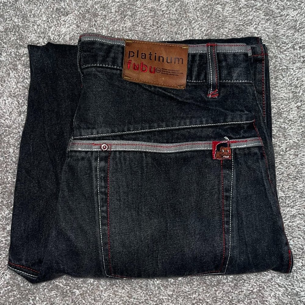 Y2K Platinum Fubu, Men's Stitched Fat Albert Jeans.